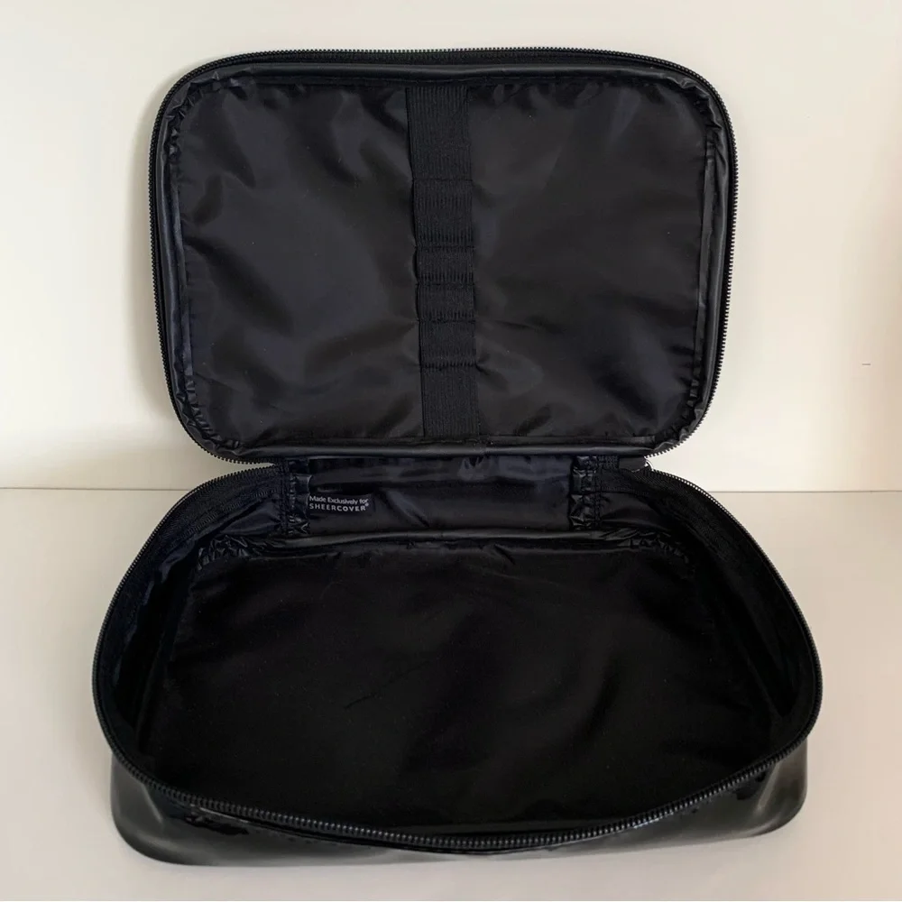 Sheer cover black patent vanity case